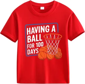Kids Boys Girls Play Sport Shirts Summer Go to School T Shirts Toddler My Happy 100th Day of School Tee Top