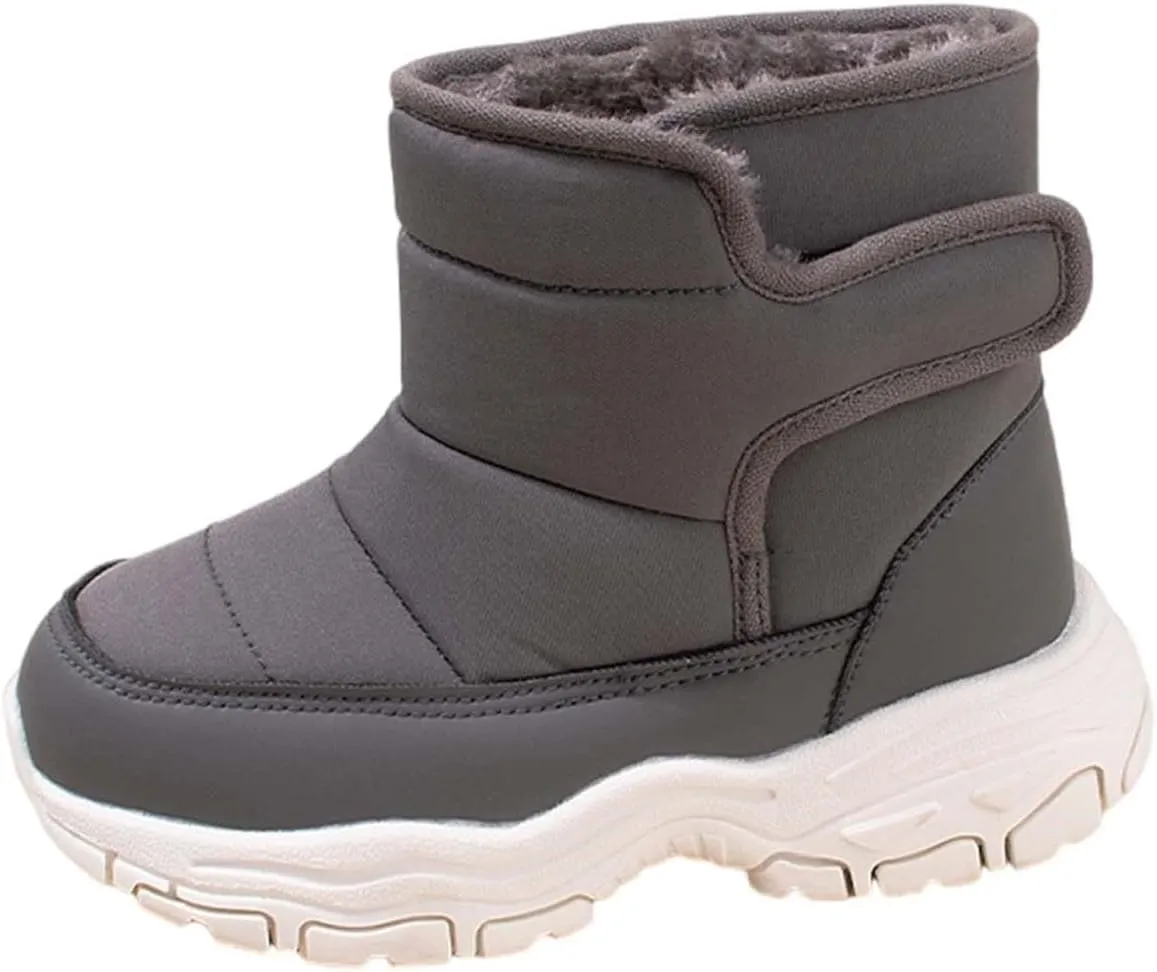 Kids Boys Winter Snow Boots Soft Sole Shoes Water-Proof Fleece Fr Lined Hiking Sneaker Insulated Mud Boots Kids