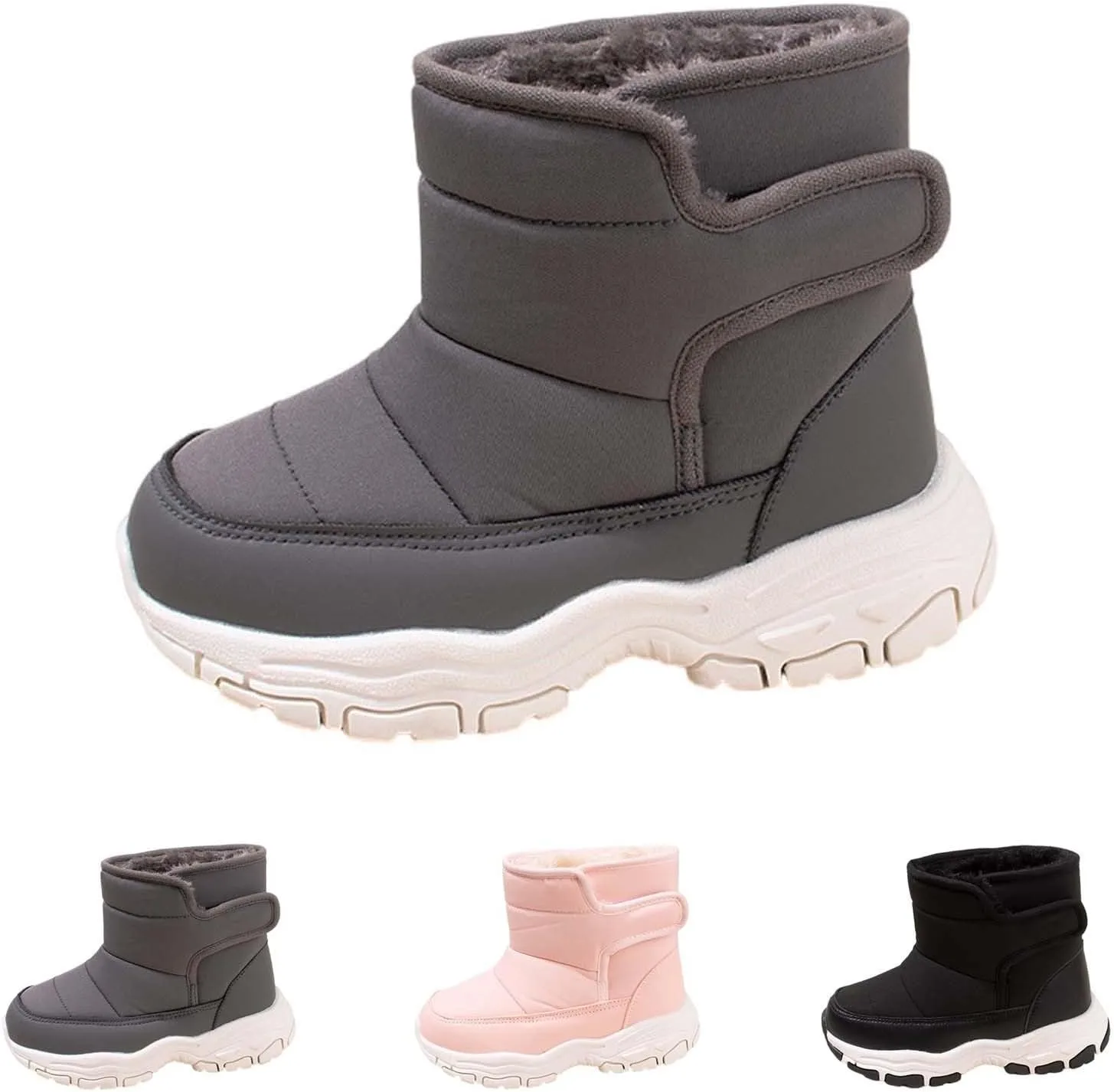 Kids Boys Winter Snow Boots Soft Sole Shoes Water-Proof Fleece Fr Lined Hiking Sneaker Insulated Mud Boots Kids