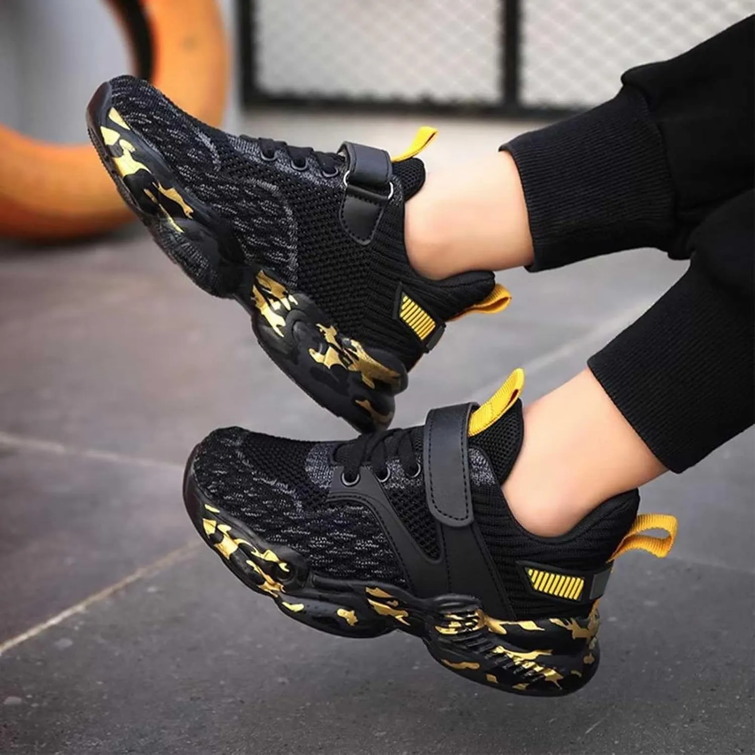 Kids Breathable Sneakers Mesh Lightweight Walking Casual Sport Strap Athletic Running Shoes for Boys Girls