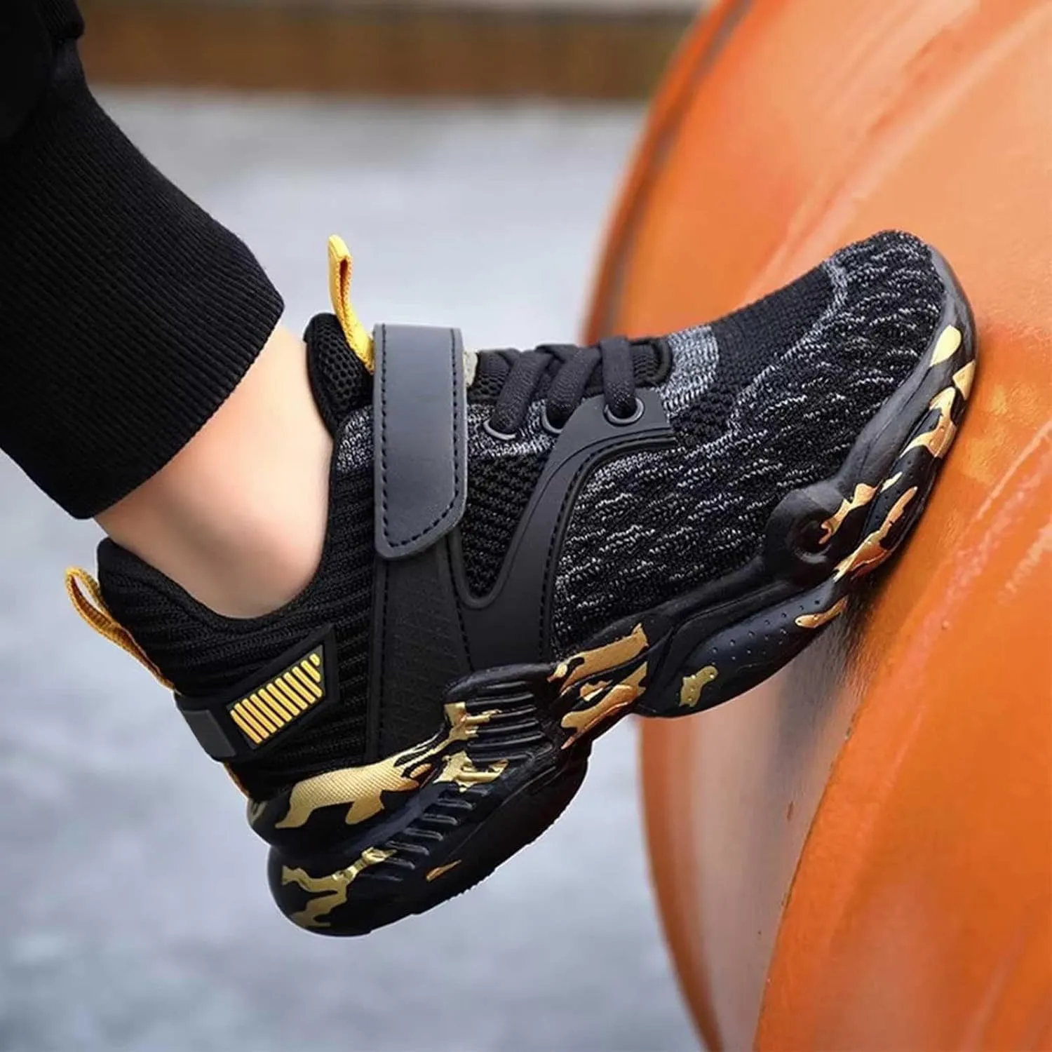 Kids Breathable Sneakers Mesh Lightweight Walking Casual Sport Strap Athletic Running Shoes for Boys Girls