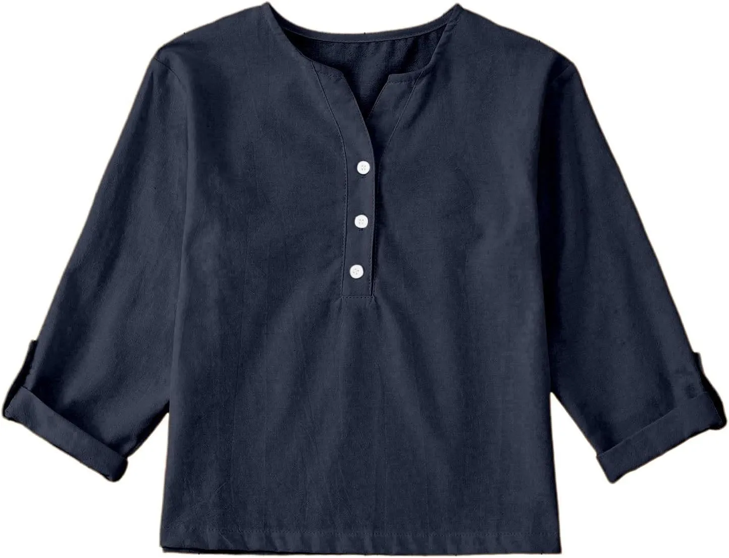Kids Buttons Shirts Long Sleeve Solid V Neck Cotton Linen Tees Tops Toddler Summer Casual Blouse Tops Clothes Comfy