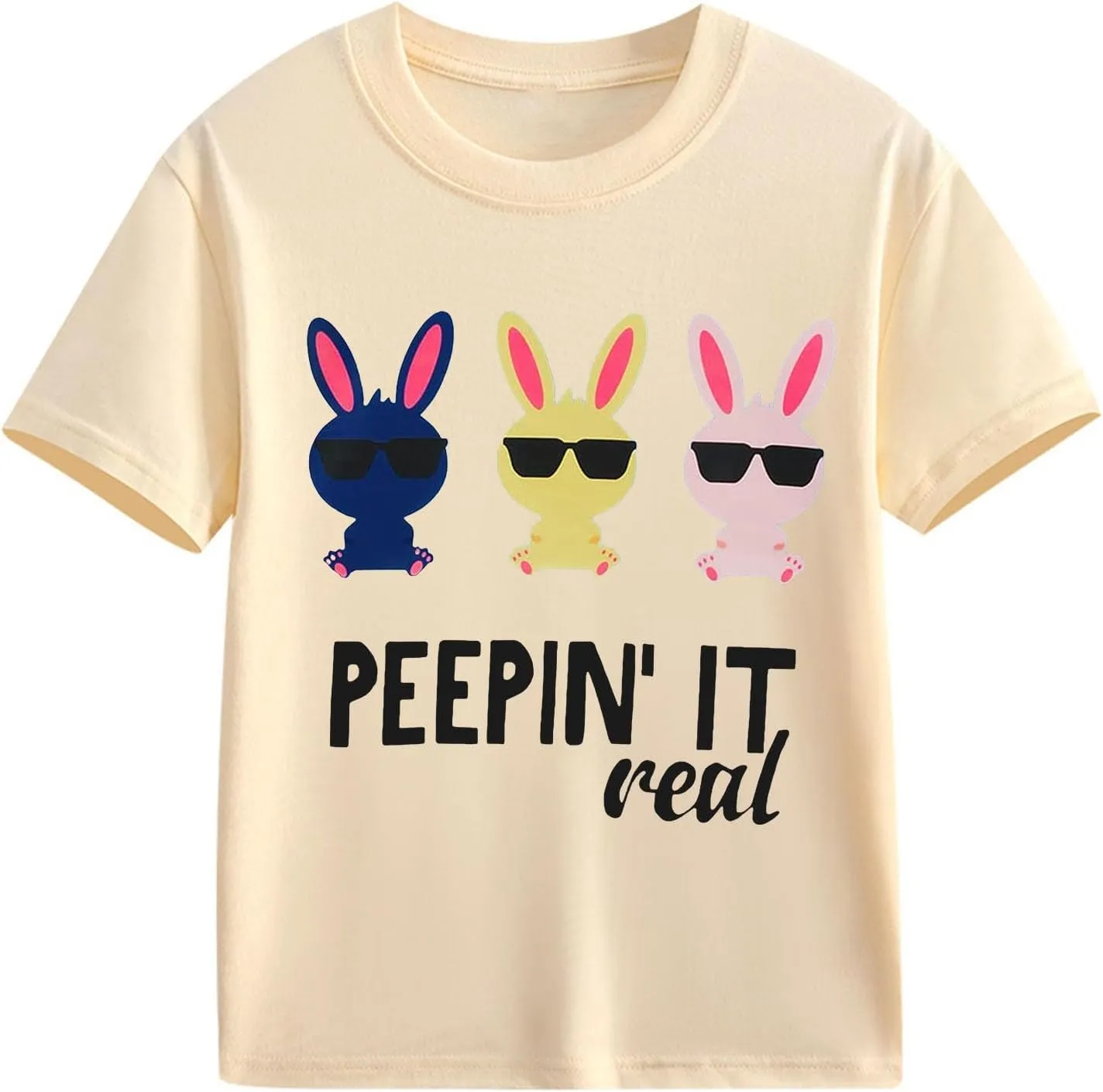 Kids Girls Easter Days T-Shirt Baby Girls Solid Color Short Sleeve Round Neck Tops Happy Easter Bunny Graphic Print Tees