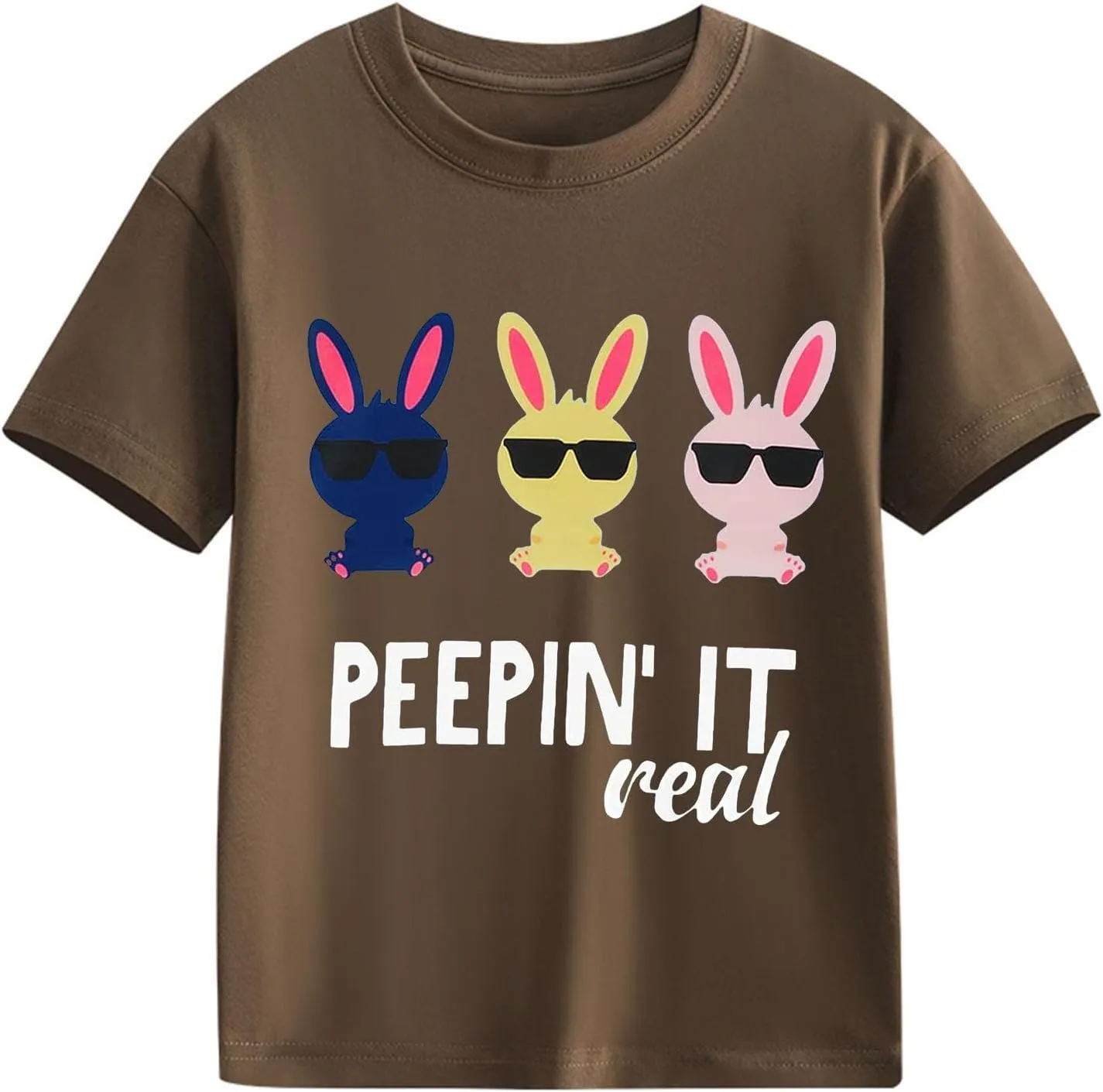 Kids Girls Easter Days T-Shirt Baby Girls Solid Color Short Sleeve Round Neck Tops Happy Easter Bunny Graphic Print Tees