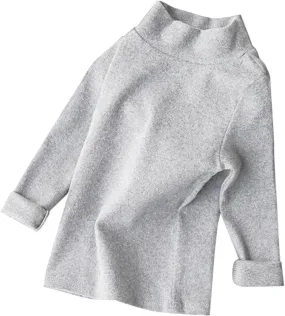 Kids Girls Neck T Shirt Thick Cotton Turtleneck Jumper Long Sleeve Top 213 for Toddler Baby Girl