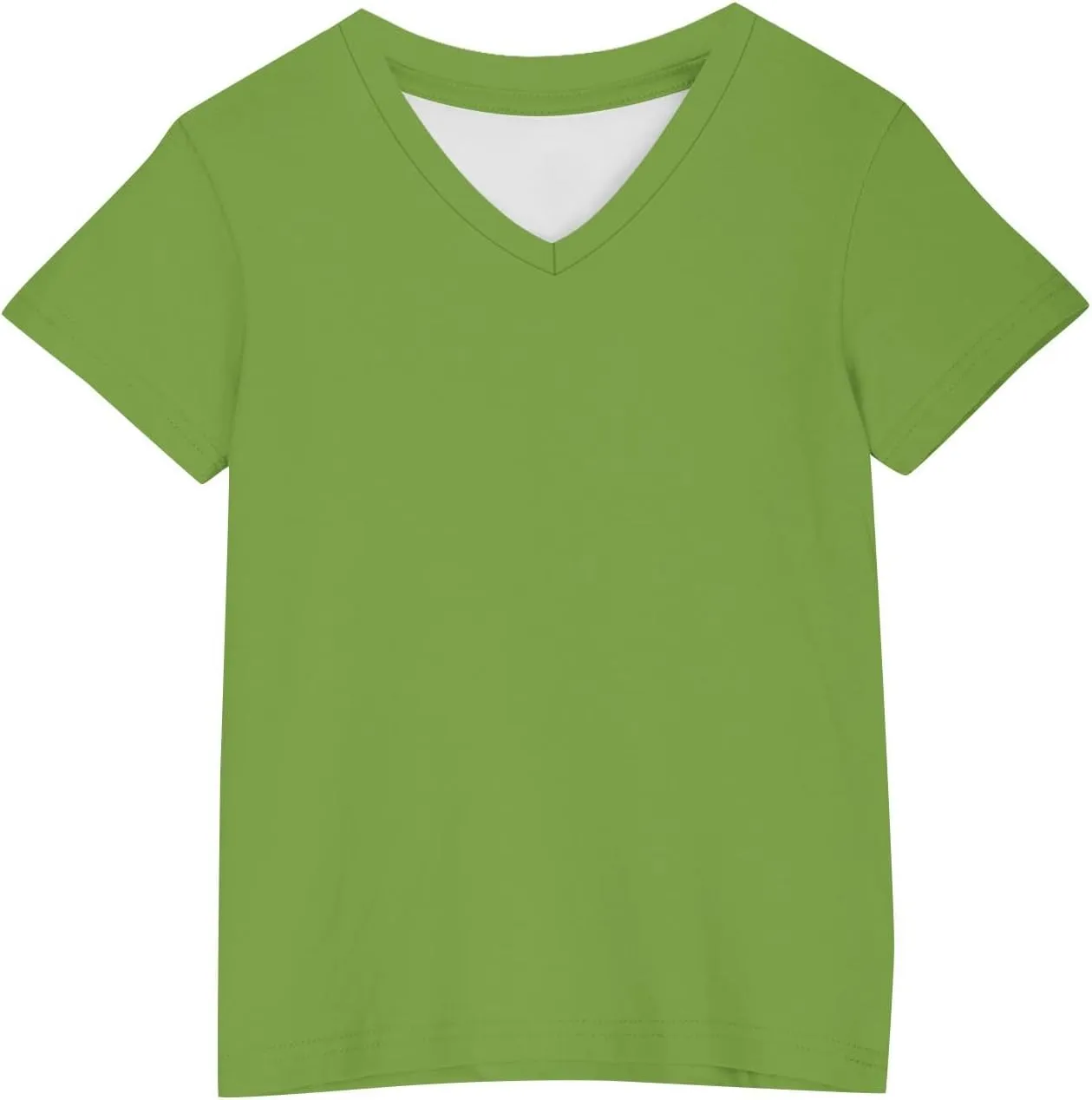 Kids Girls Short Sleeve Summer Shirts Solid Color Cute Tops V Neck Casual Loose Tee Blouse Boys Basic Fashion T Shirt