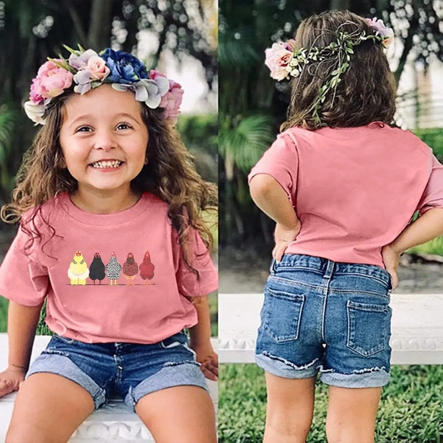Kids Girls Short Sleeve T-Shirt Crewneck Basic Tees Solid Cotton Tee for Teens Funny Printed Shirt Summer Casual Top Birthday
