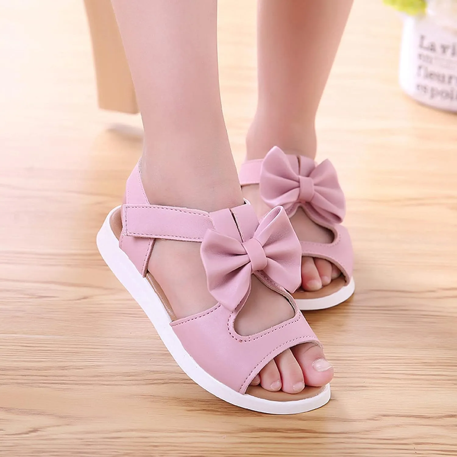Kids Sandals Sandals Fashion Kids Princess Bowknot Girls Toddler Shoes Summer Flat Children Girl's Shoes (Pink, 8 Toddler)