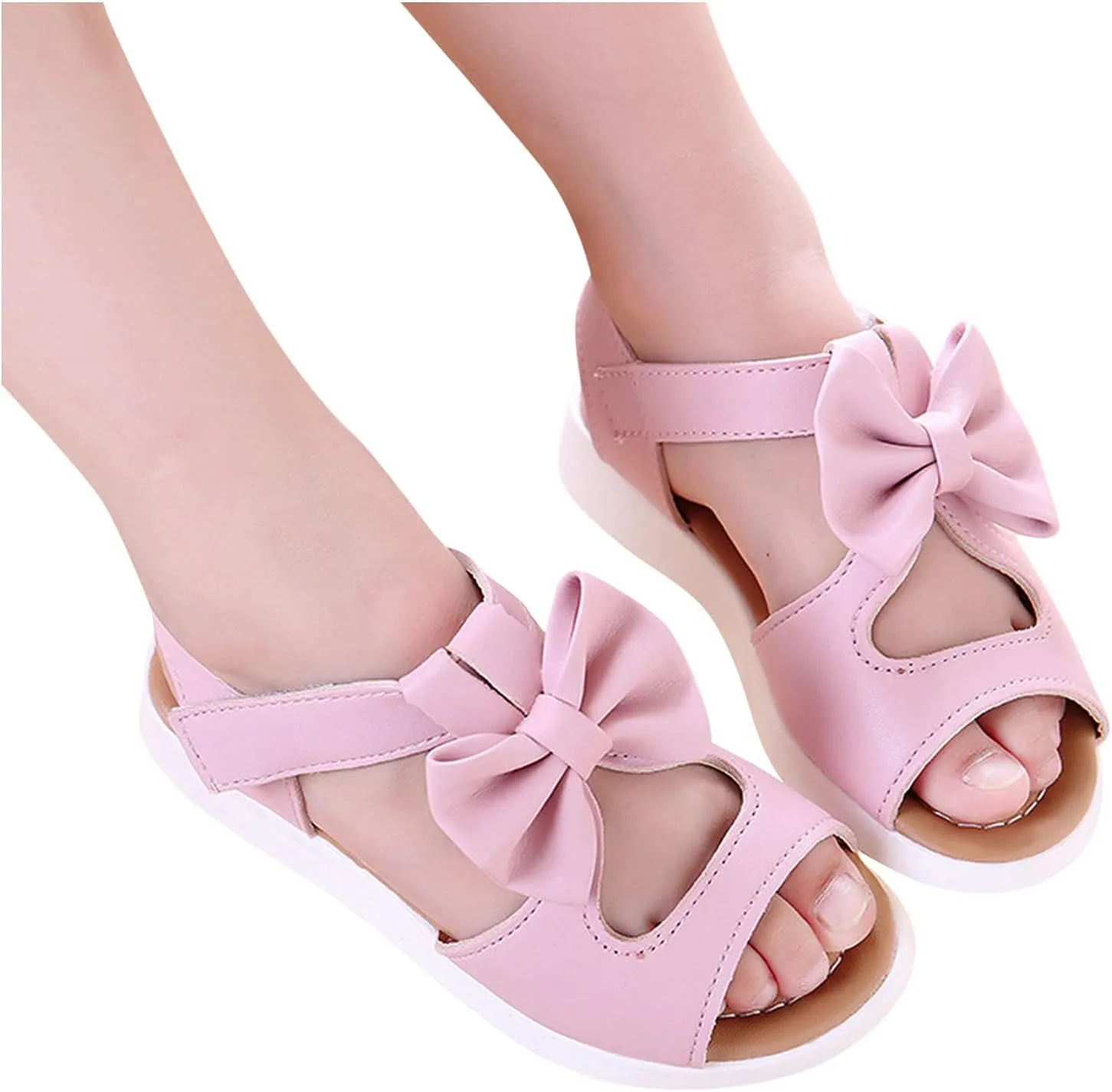 Kids Sandals Sandals Fashion Kids Princess Bowknot Girls Toddler Shoes Summer Flat Children Girl's Shoes (Pink, 8 Toddler)