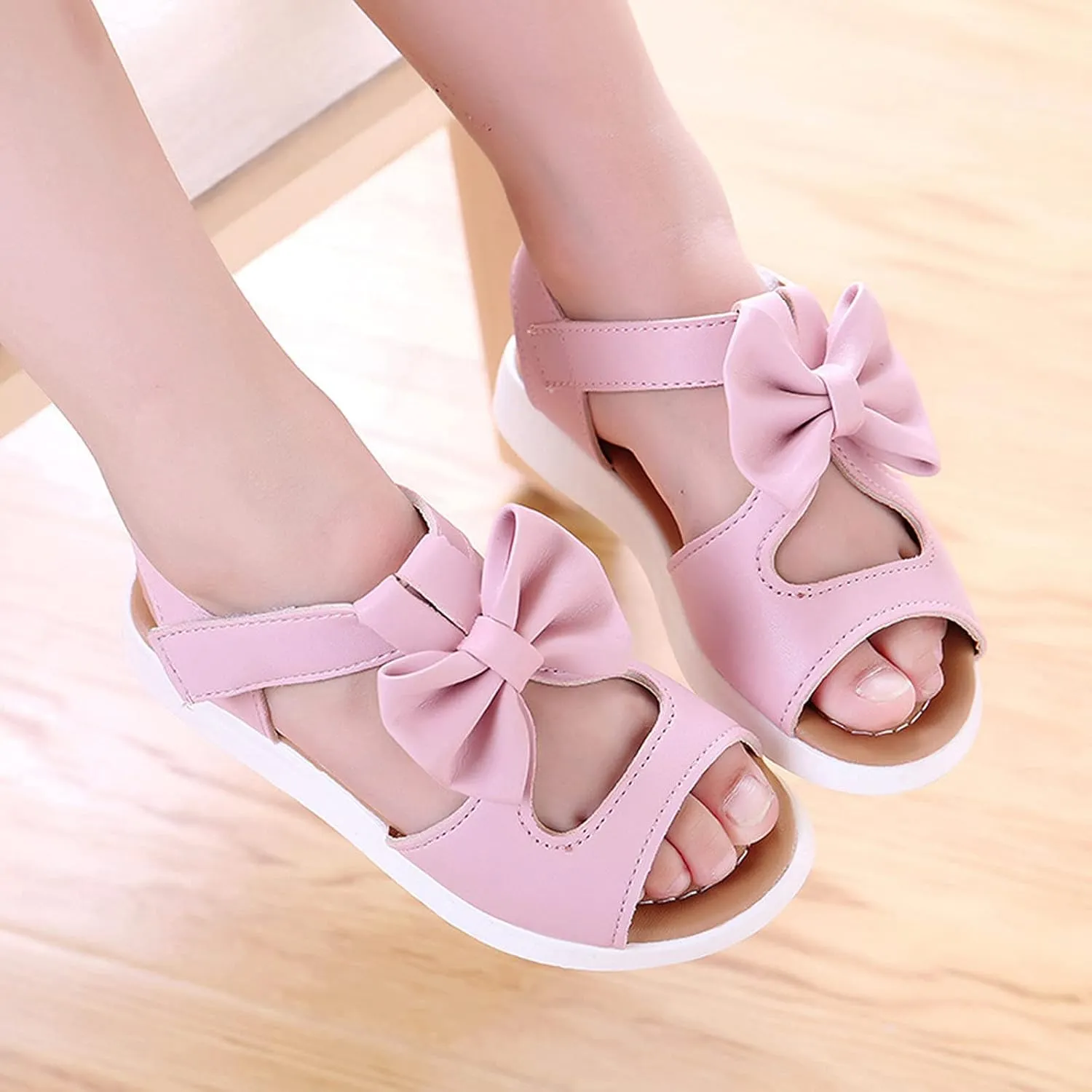 Kids Sandals Sandals Fashion Kids Princess Bowknot Girls Toddler Shoes Summer Flat Children Girl's Shoes (Pink, 8 Toddler)