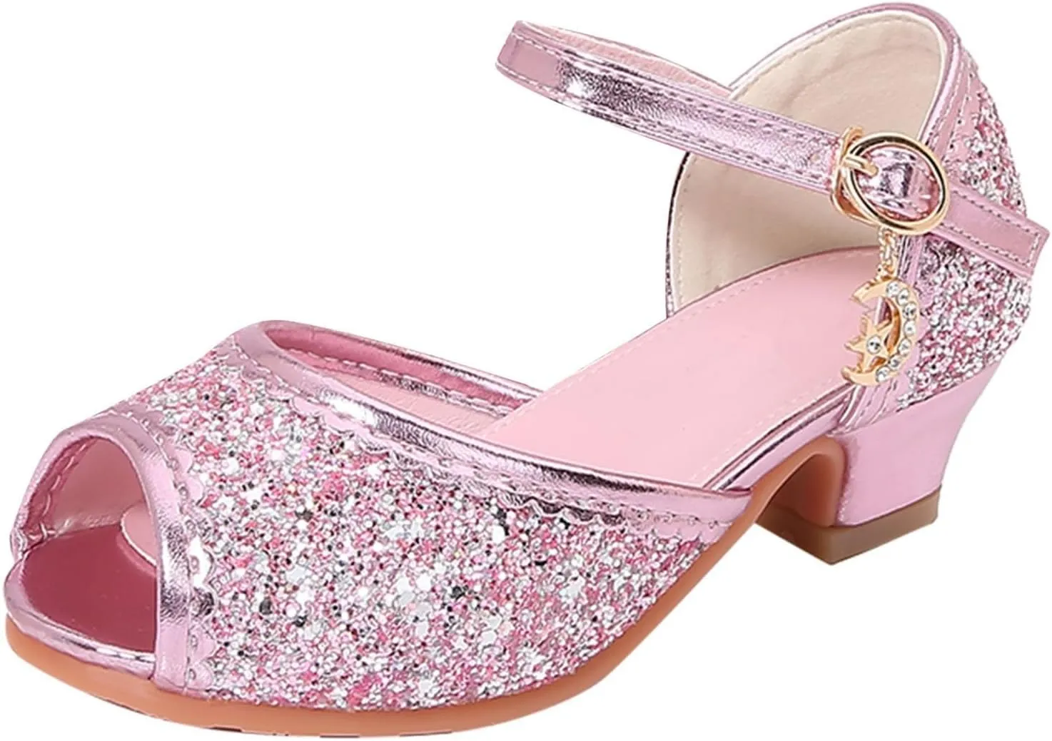 Kids Slide Sandals Girls Sandals Closed Toe Heels Wedding Party Shoes Sequins Bow For Toddler Kids Slides