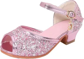 Kids Slide Sandals Girls Sandals Closed Toe Heels Wedding Party Shoes Sequins Bow For Toddler Kids Slides