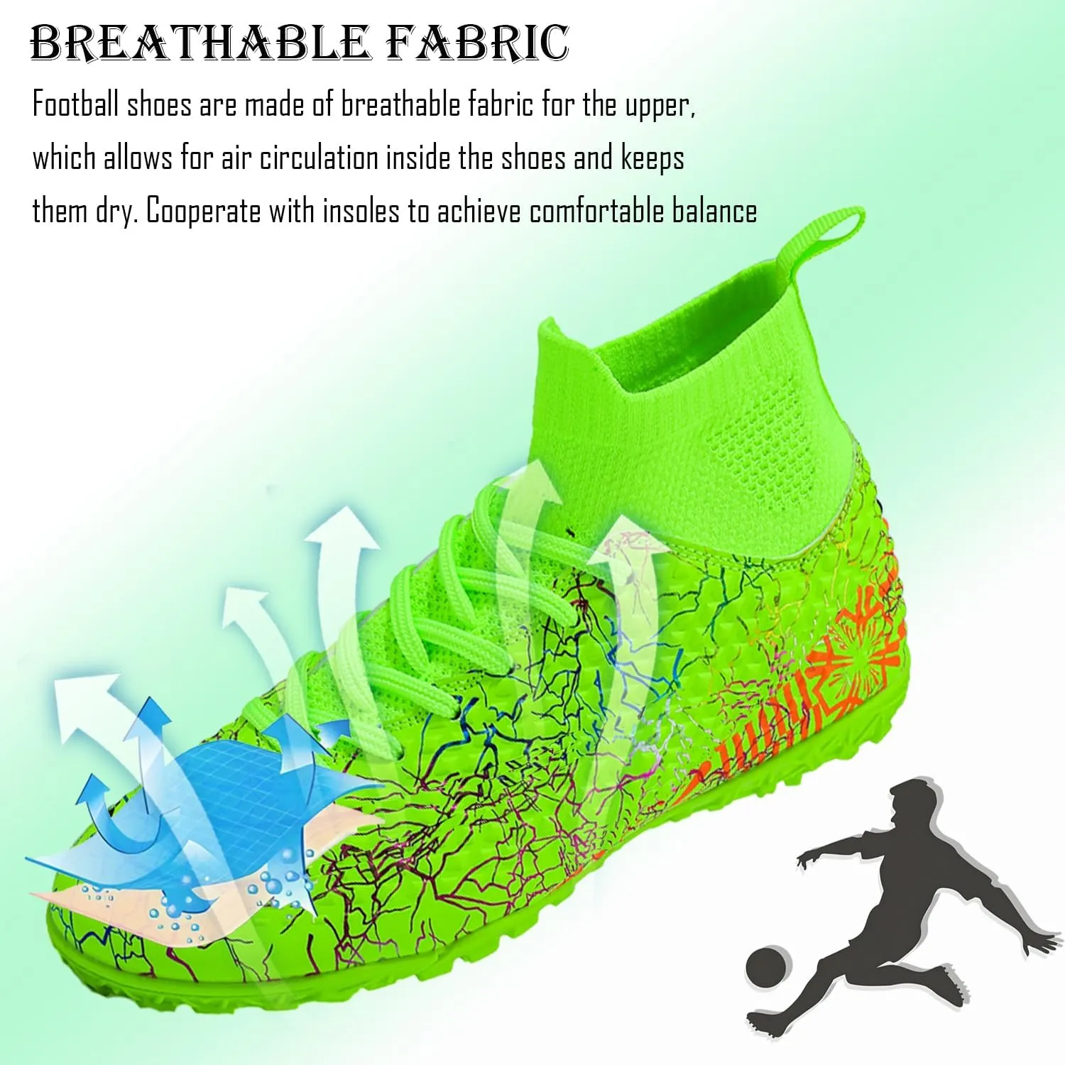 Kids Soccer Boys Girls Turf Soccer Shoes Indoor Outdoor Soccer Youth Trainning Shoes Breathable Casual Athletic Football Shoes