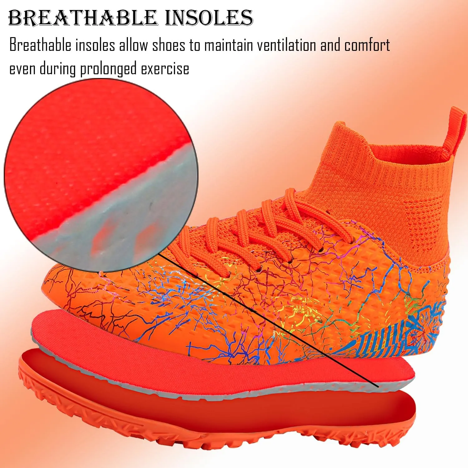 Kids Soccer Boys Girls Turf Soccer Shoes Indoor Outdoor Soccer Youth Trainning Shoes Breathable Casual Athletic Football Shoes