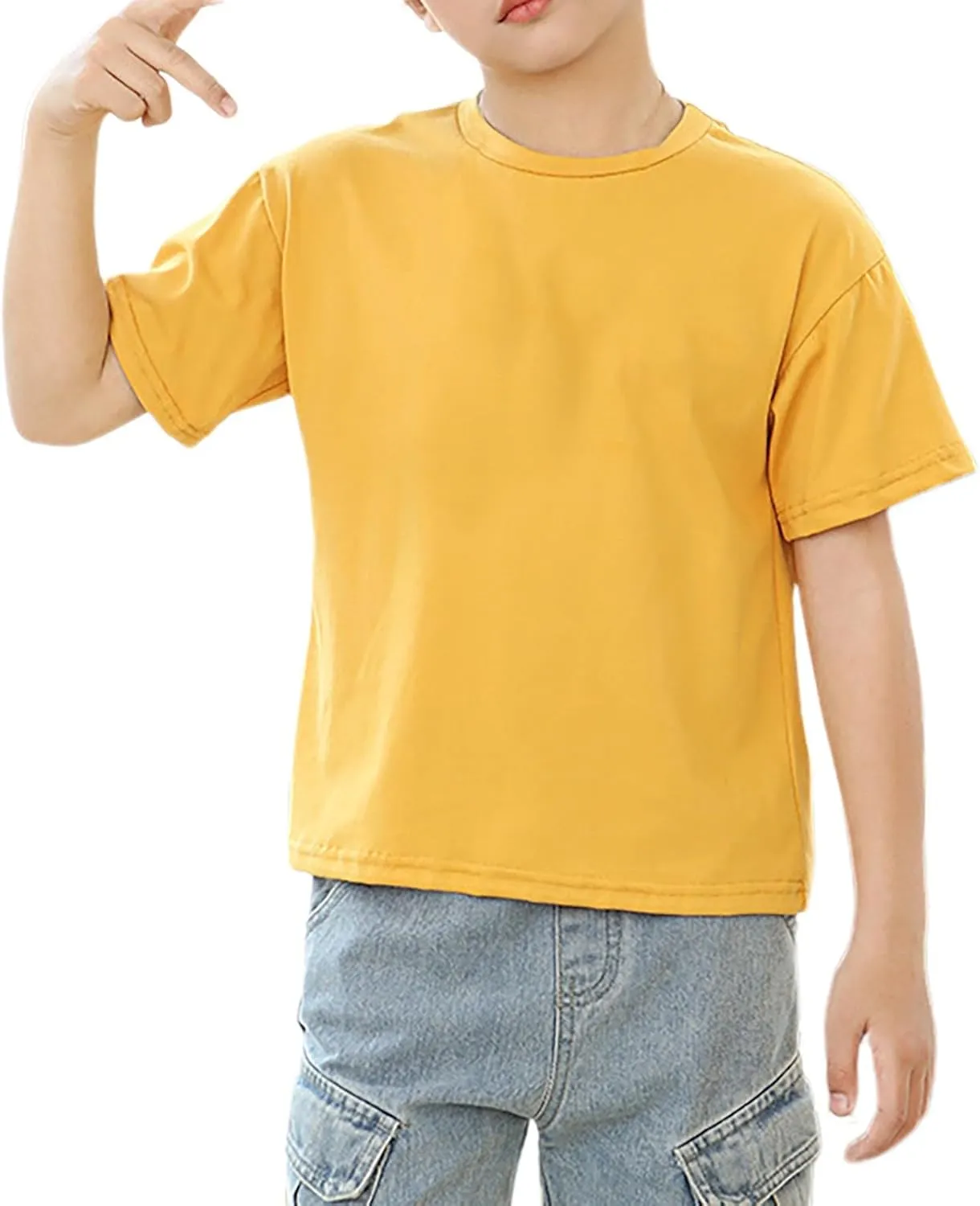 Kids T Shirts for Boys Girls Basic Tees Solid Short Sleeve T-Shirts Crewneck Cotton Casual Tops Toddler Summer Clothes