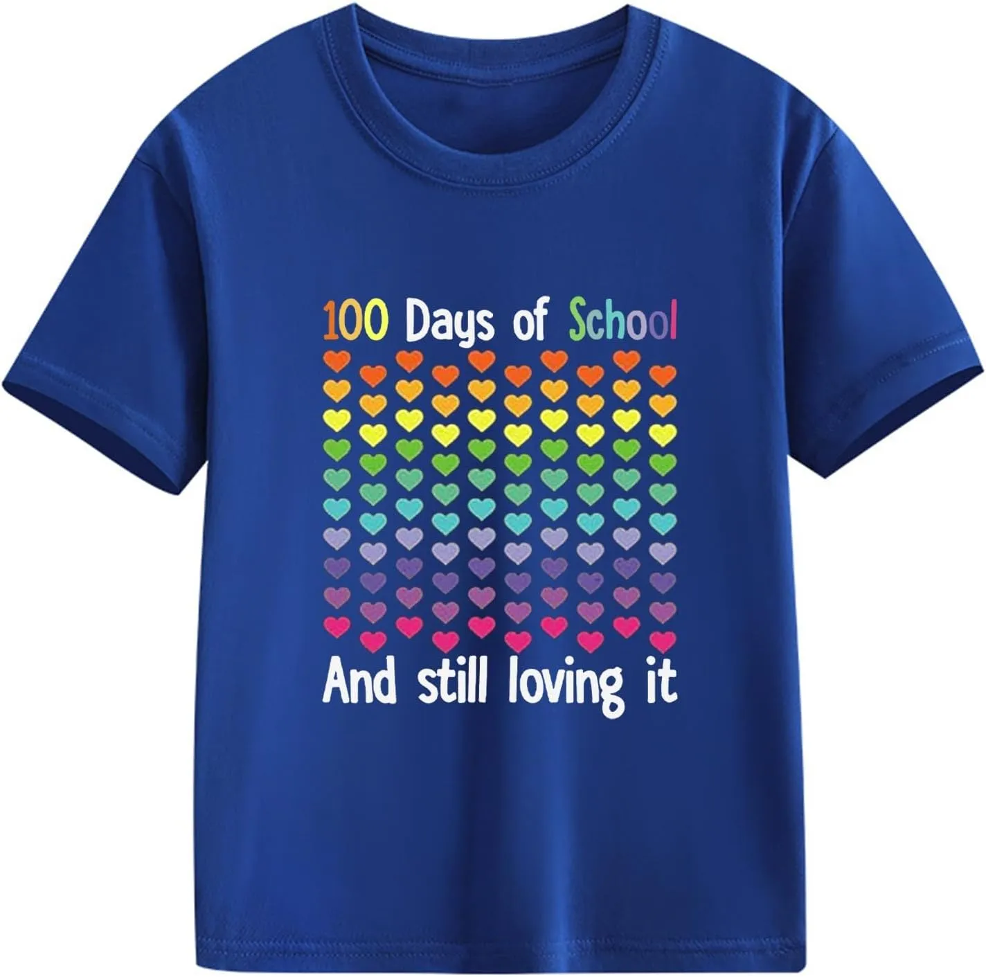 Kids Toddler Short Sleeve Tees 100 Days of School Shirt Tshirt Crewneck Tops Clothes for Girls Boys