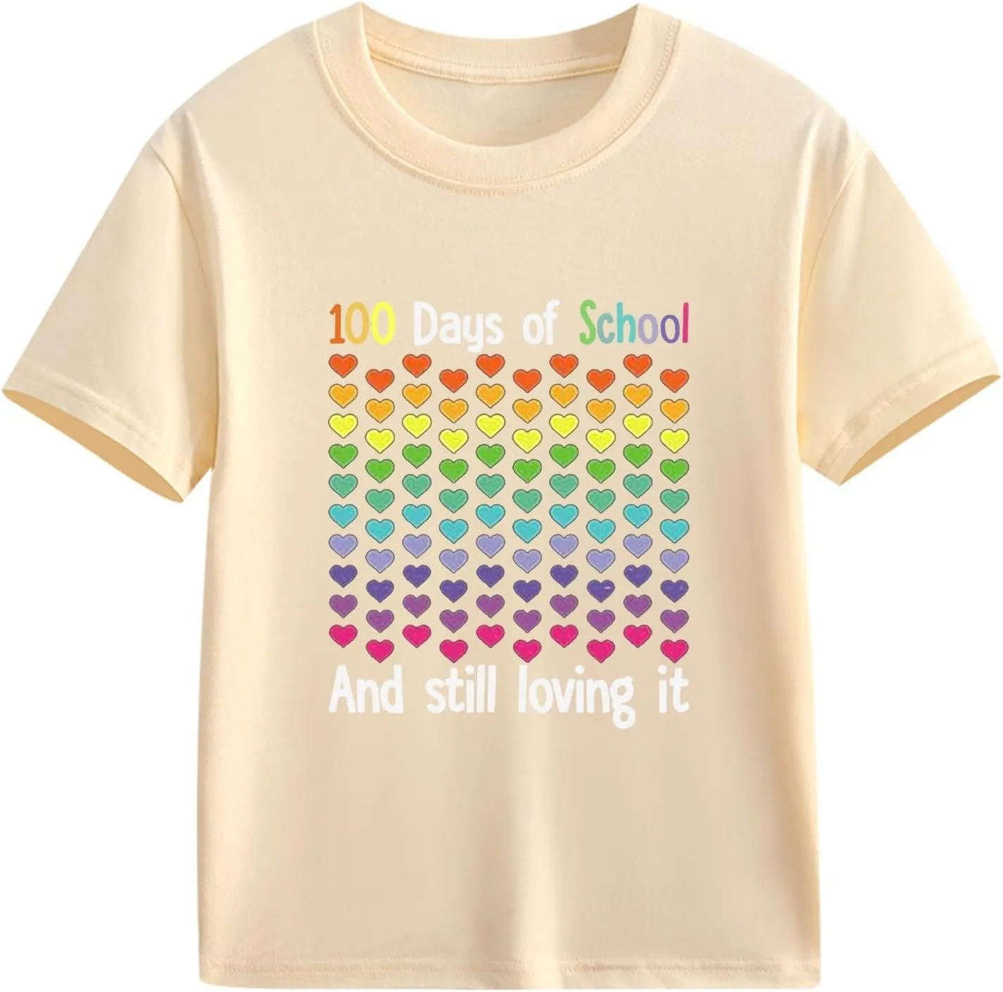 Kids Toddler Short Sleeve Tees 100 Days of School Shirt Tshirt Crewneck Tops Clothes for Girls Boys