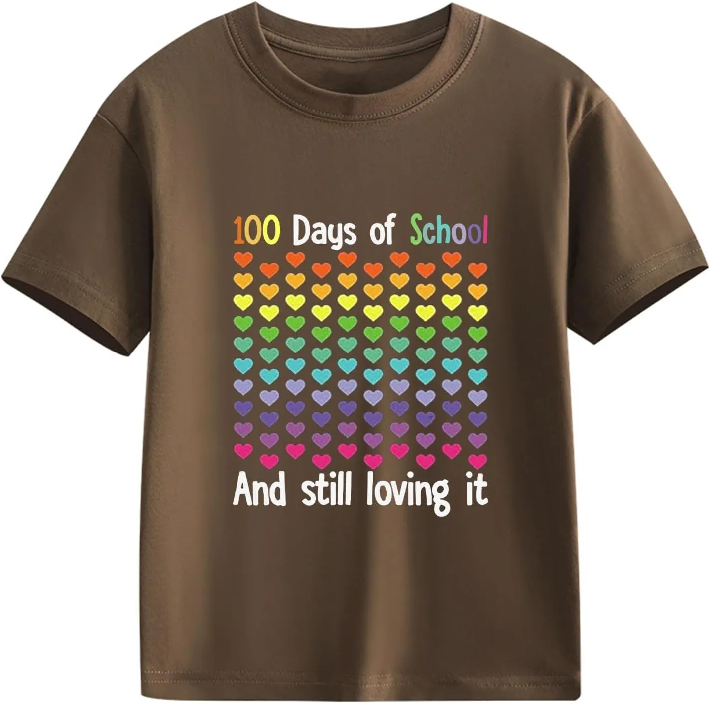 Kids Toddler Short Sleeve Tees 100 Days of School Shirt Tshirt Crewneck Tops Clothes for Girls Boys