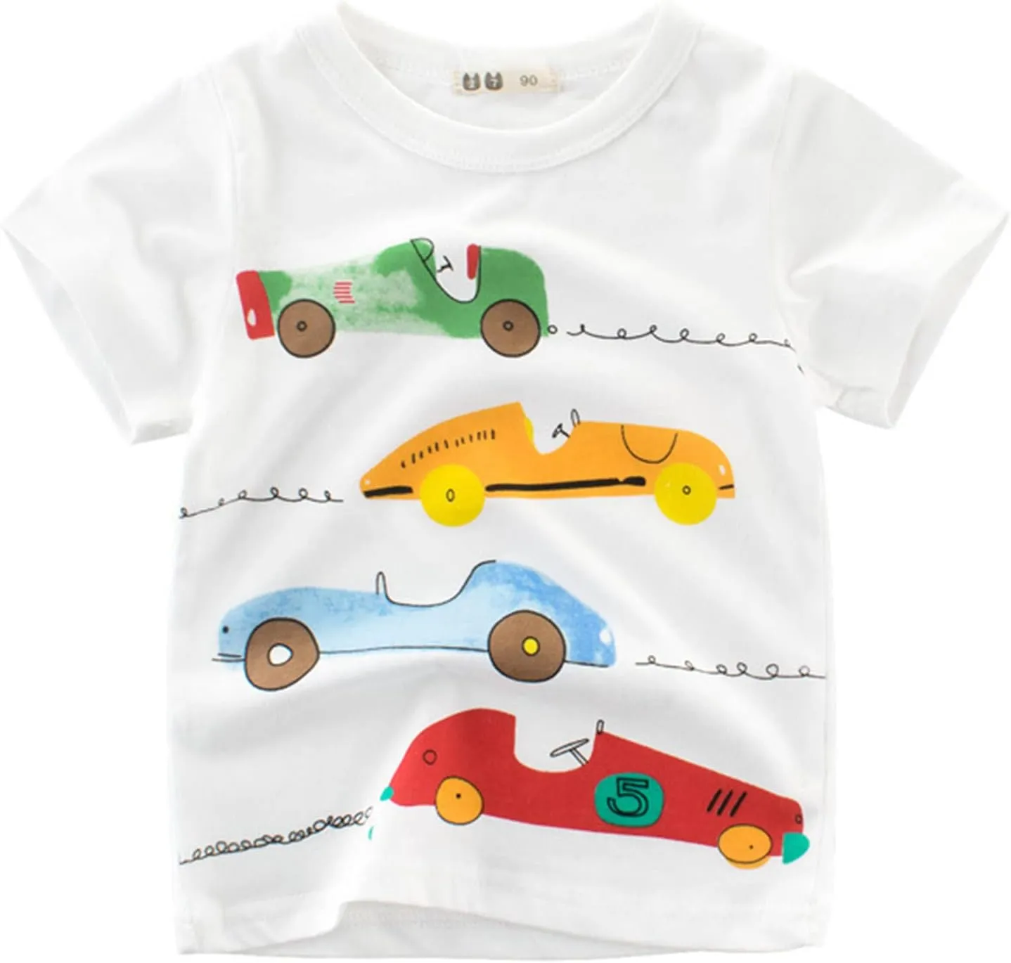 Kids Toddler T Shirts Tops Baby Boys Girls Cartoon Printed Short Sleeve Crewneck T Shirts Tee Clothes 1-7 Years
