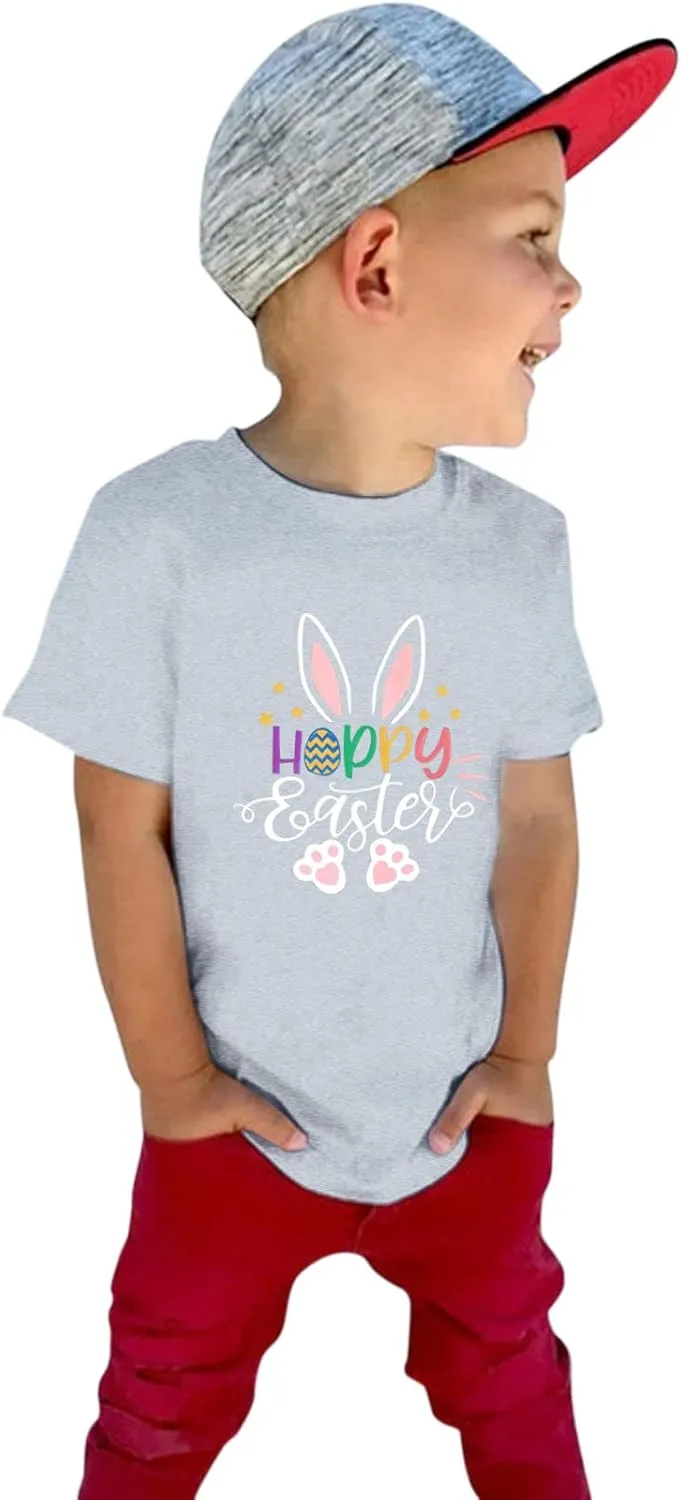 Kids Toddler T Shirts Tops Baby Boys Girls Cartoon Printed Short Sleeve Crewneck T Shirts Tee Clothes 1-7 Years