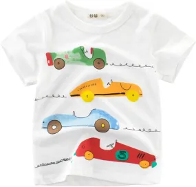 Kids Toddler T Shirts Tops Baby Boys Girls Cartoon Printed Short Sleeve Crewneck T Shirts Tee Clothes 1-7 Years