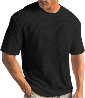 Kint Shirt for Men Fashion Summer Crewneck Tshirt Casual Solid Short Sleeve Top Relaxed Fit Athletic Workout Tee Tops