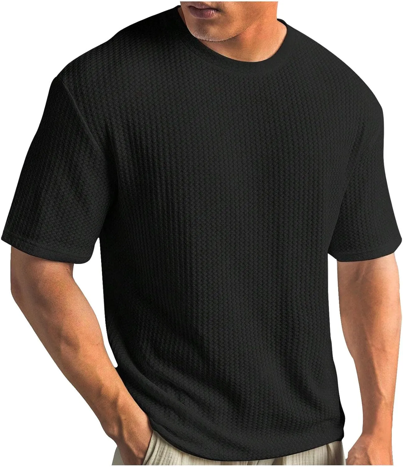 Kint Shirt for Men Fashion Summer Crewneck Tshirt Casual Solid Short Sleeve Top Relaxed Fit Athletic Workout Tee Tops