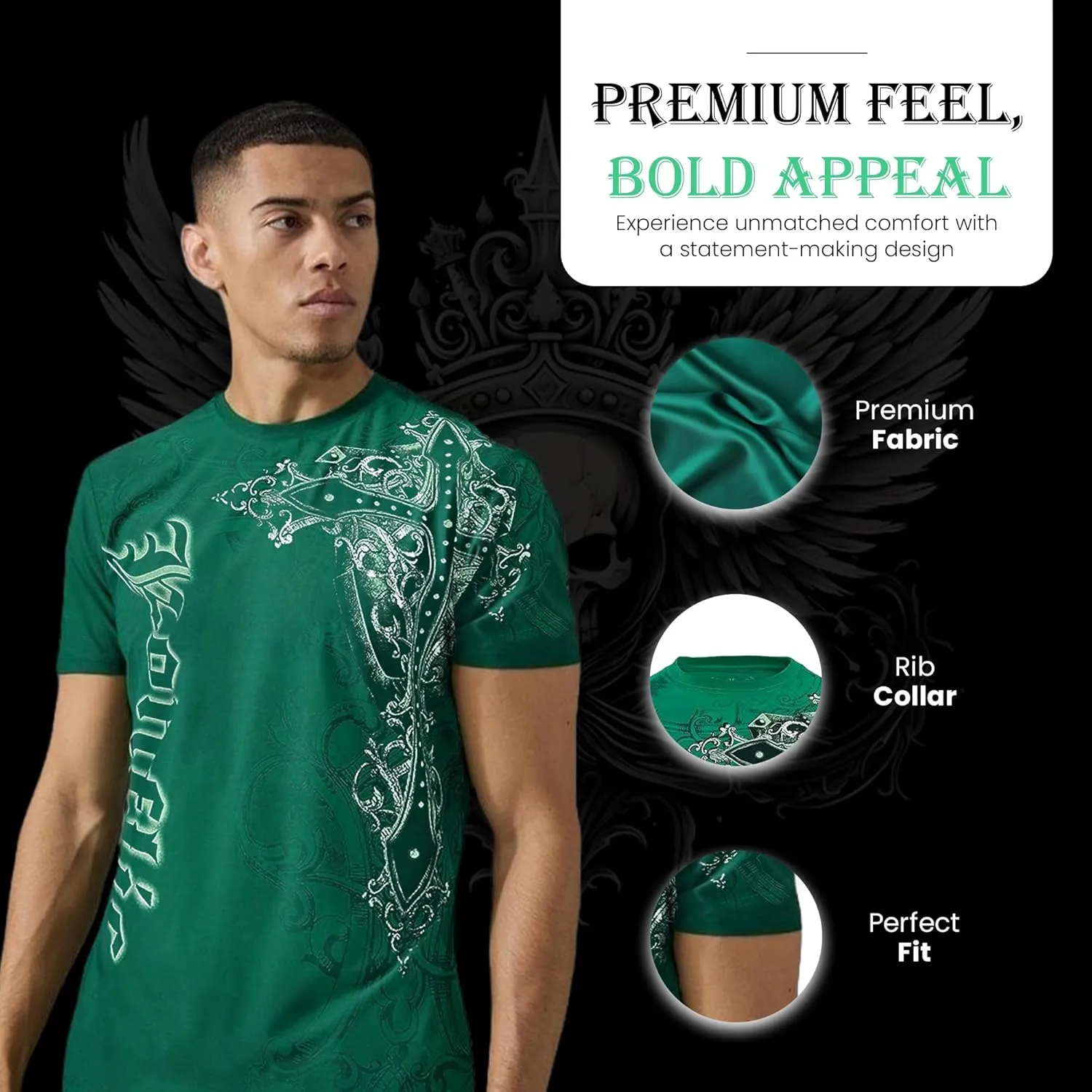 Konflic Graphic tees for Men | MMA Style Crew Neck T-Shirts Half Sleeve Classic | Men's t-Shirts Casual Cotton