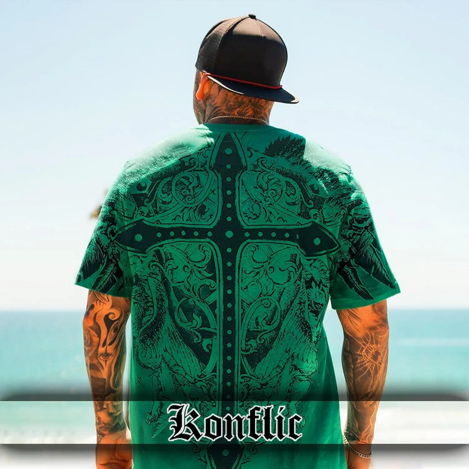 Konflic Graphic tees for Men | MMA Style Crew Neck T-Shirts Half Sleeve Classic | Men's t-Shirts Casual Cotton