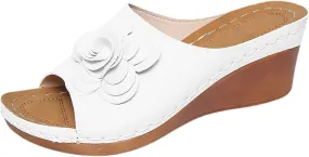 Ladies Flower Sandal Slippers Summer Slope Heel Fish Mouth Women's Casual Roman High Heel Womens Summer Sandals Aerosols