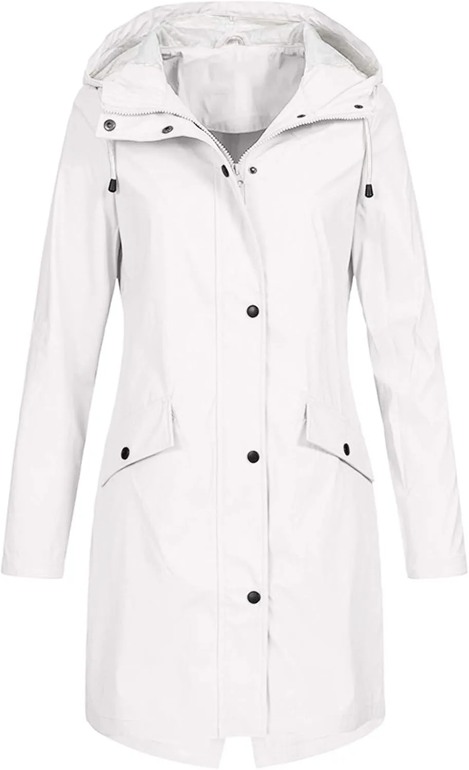 LCMTWX Womens Fleece Lined Raincoat Slim Casual Thicker Fashion Women's Coat Hooded Trench Coats Rain Jacket Womens With