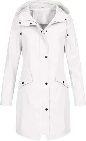 LCMTWX Womens Fleece Lined Raincoat Slim Casual Thicker Fashion Women's Coat Hooded Trench Coats Rain Jacket Womens With