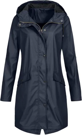 LCMTWX Womens Fleece Lined Raincoat Slim Casual Thicker Fashion Women's Coat Hooded Trench Coats Rain Jacket Womens With