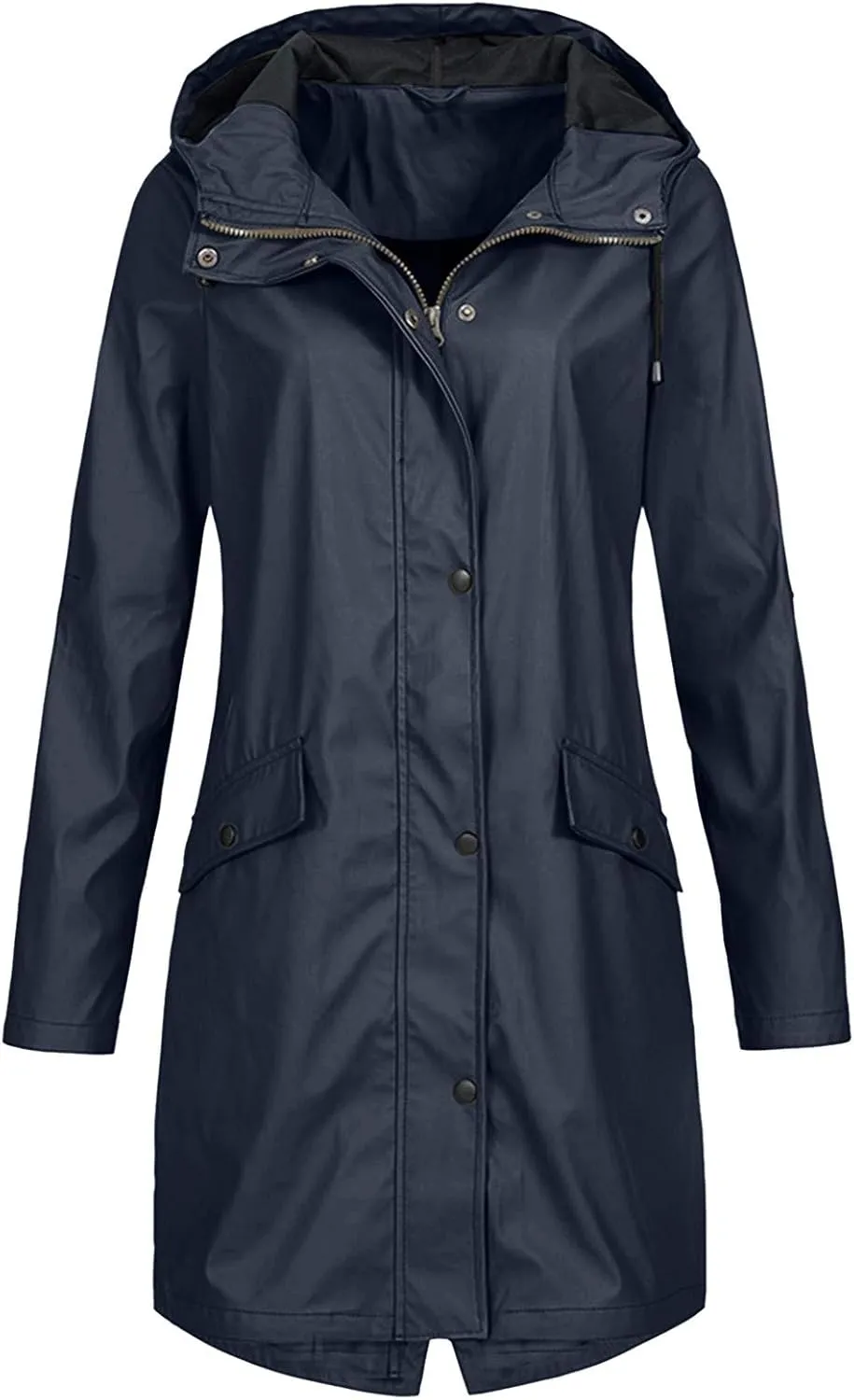 LCMTWX Womens Fleece Lined Raincoat Slim Casual Thicker Fashion Women's Coat Hooded Trench Coats Rain Jacket Womens With