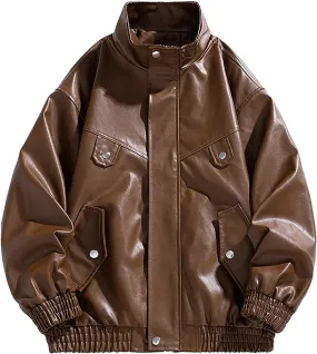 Leather Jacket Men Turn Down Collar Jacket Vintage Faux Leather Jacket Windbreaker Motorcycle Jacket Winter Coats