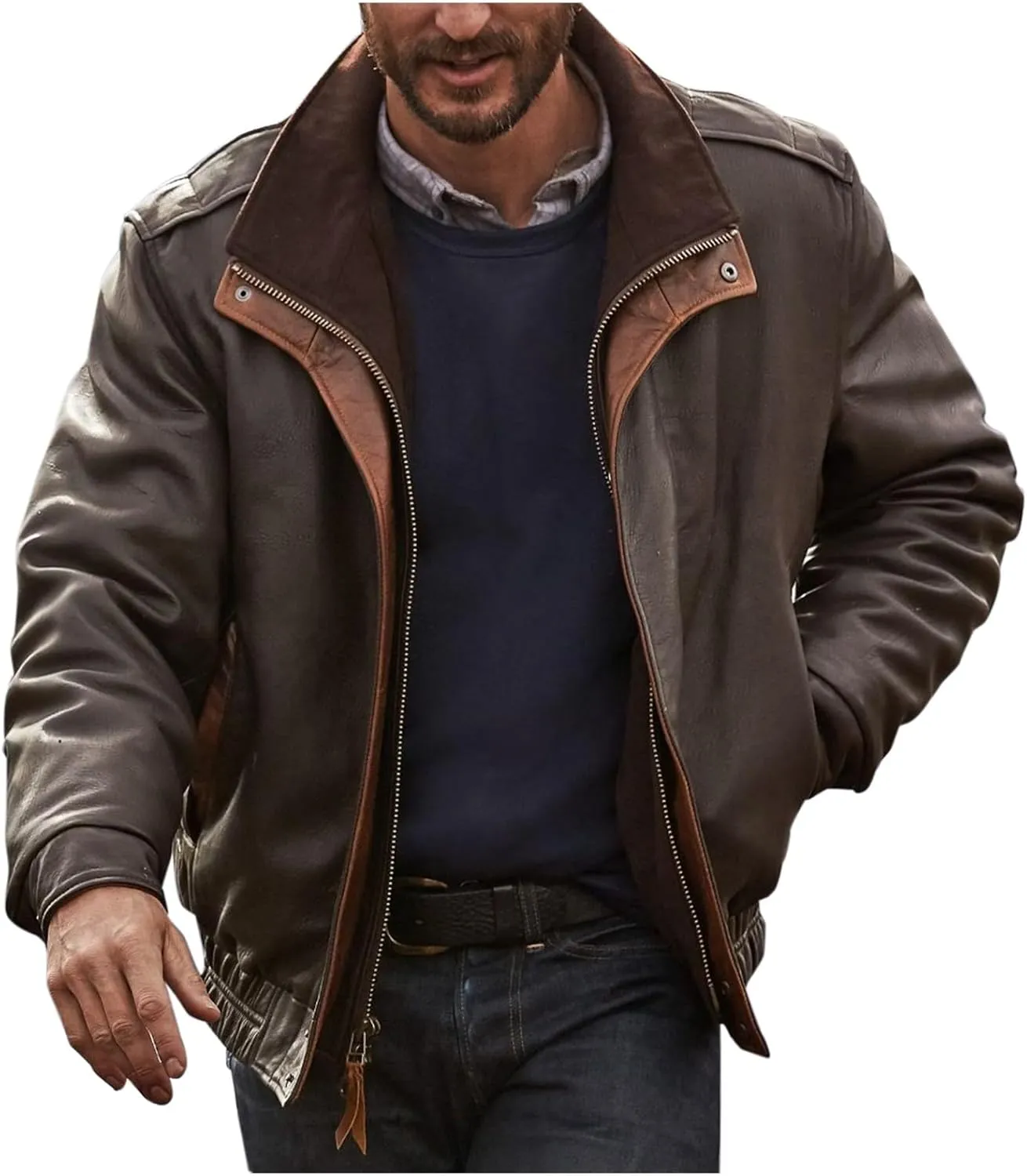 Leather Jacket Mens Club Coat Vintage Autumn Winter Men Jacket Collar Men's Coats Jackets Mens Jacket Lightweight