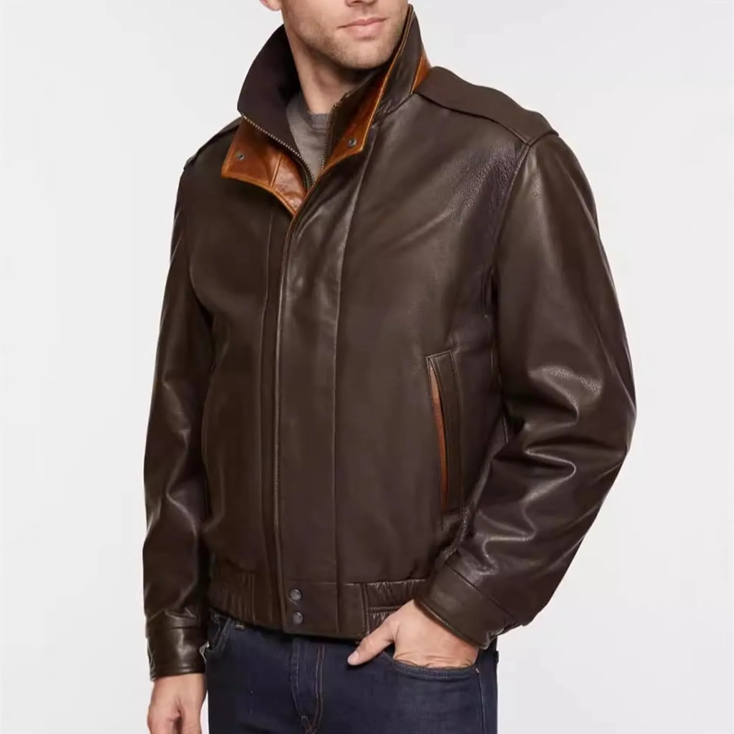 Leather Jacket Mens Club Coat Vintage Autumn Winter Men Jacket Collar Men's Coats Jackets Mens Jacket Lightweight