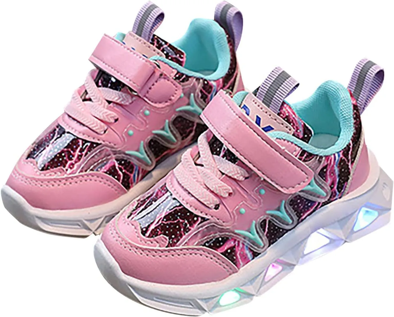 Light Up Shoes Toddler Girls Boys Lightweight LED Flashing Glitter Mesh Breathable Adorable Sneakers for Little Kid