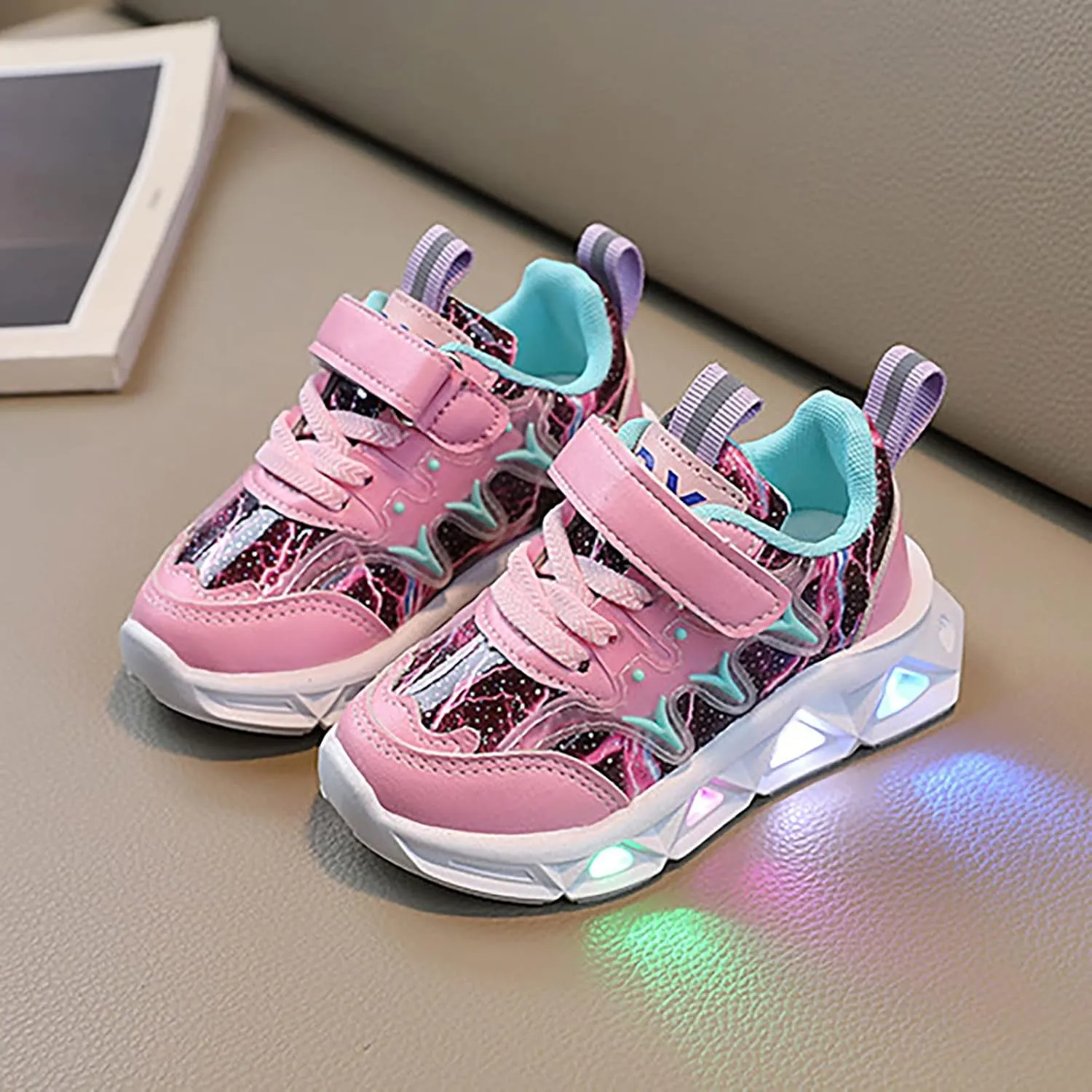 Light Up Shoes Toddler Girls Boys Lightweight LED Flashing Glitter Mesh Breathable Adorable Sneakers for Little Kid