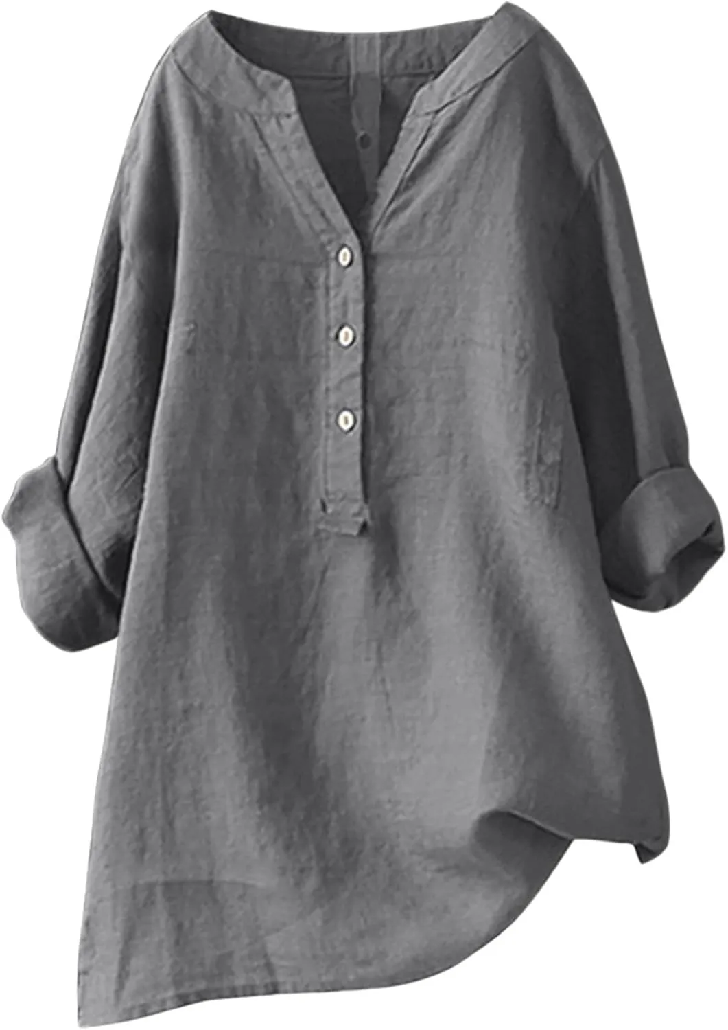 Linen Cotton Womens Long Sleeve Shirts Slim Basic Bell Sleeve Crewneck Flowy T Shirts