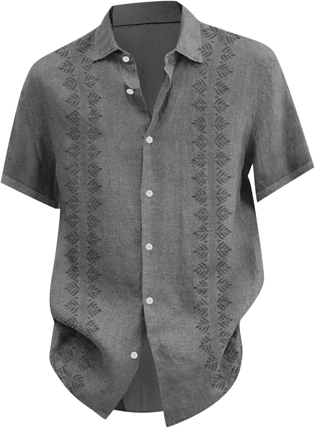 Linen Shirts for Men Cuban Shirts Guayabera Button Down Shirt Short Sleeve Summer Hawaiian Shirt