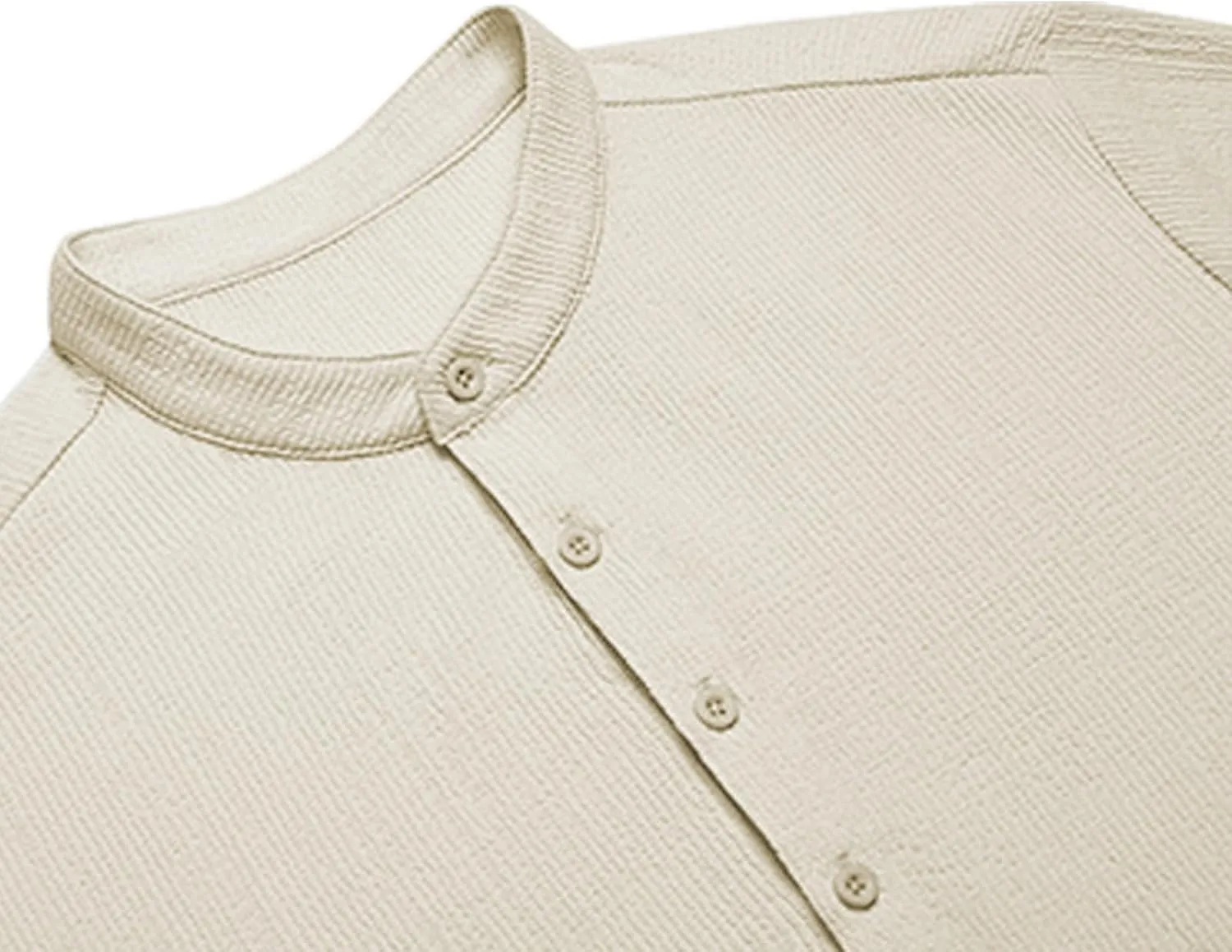Linen Shirts Men Quick Dry Breathable Wrinkled Short Sleeve Henley Shirt Stylish Solid Color Loose Collared T-Shirts
