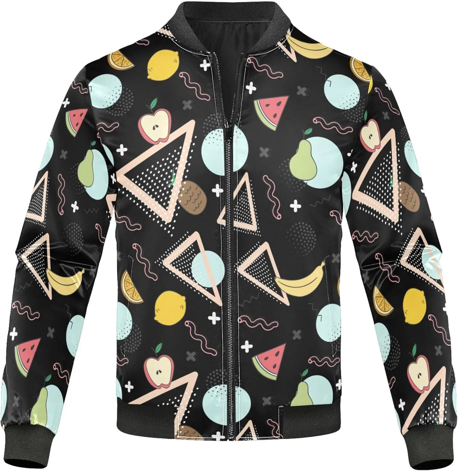 linqin Fruit Cartoon Mens Lightweight Jackets Waterproof Windbreaker Mens Jacket Jacket Softshell Polyester