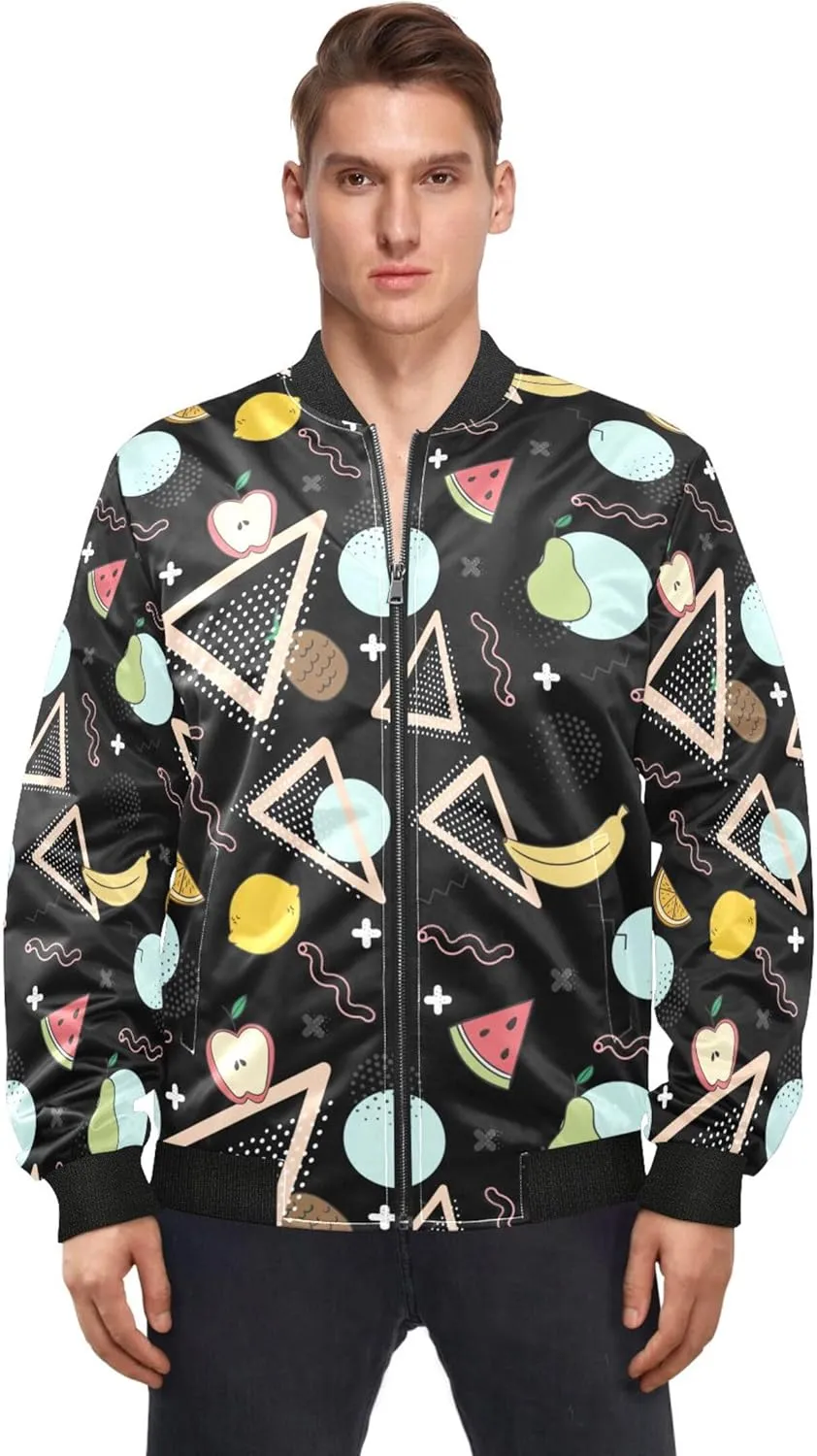 linqin Fruit Cartoon Mens Lightweight Jackets Waterproof Windbreaker Mens Jacket Jacket Softshell Polyester