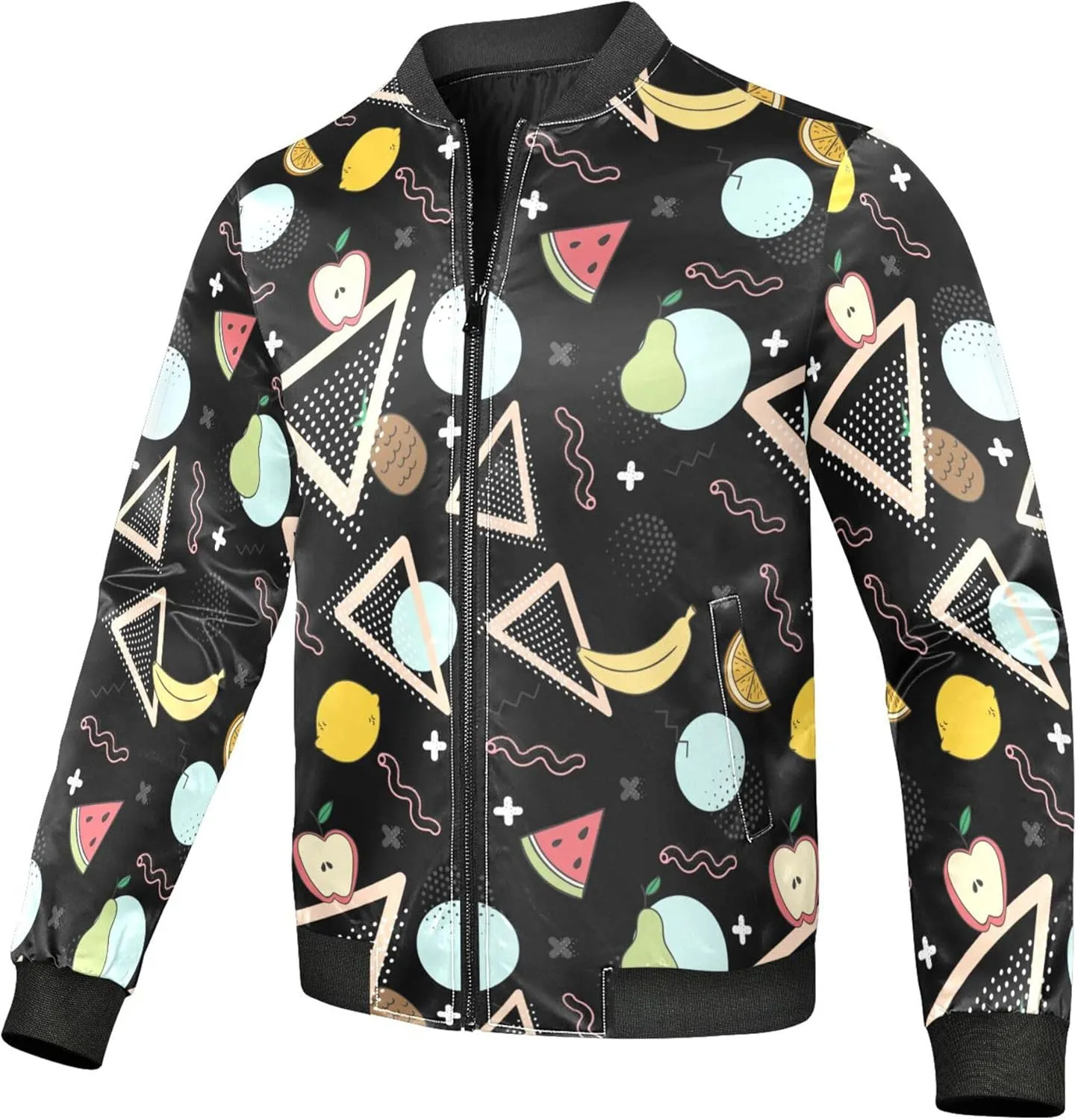 linqin Fruit Cartoon Mens Lightweight Jackets Waterproof Windbreaker Mens Jacket Jacket Softshell Polyester