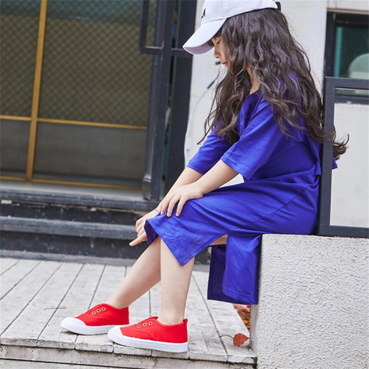 Little Boys Girls Canvas Sneakers Canvas Low Top Breathable Shoes Lace up Non Slip Soft Casual Walking Shoes