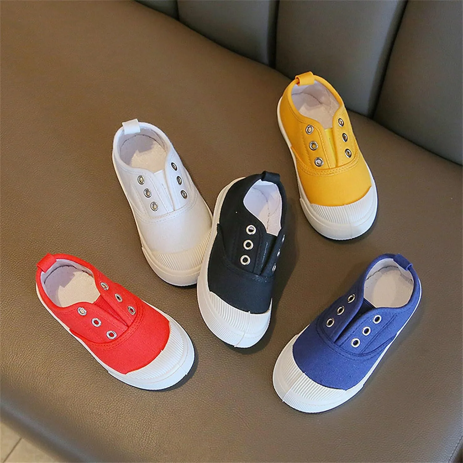 Little Boys Girls Canvas Sneakers Canvas Low Top Breathable Shoes Lace up Non Slip Soft Casual Walking Shoes