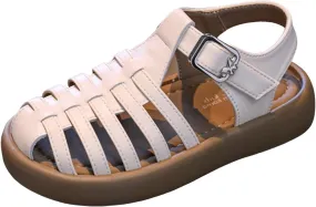 Little Child Close Toe Sandals with Adjustable Strap Big Kid Non Slip Flat Fisherman Gladiator Sandals Close Toe Summer Cute Beach Shoes for Child Dressy Thick Sole Cushion Walking Shoes Boys Girls
