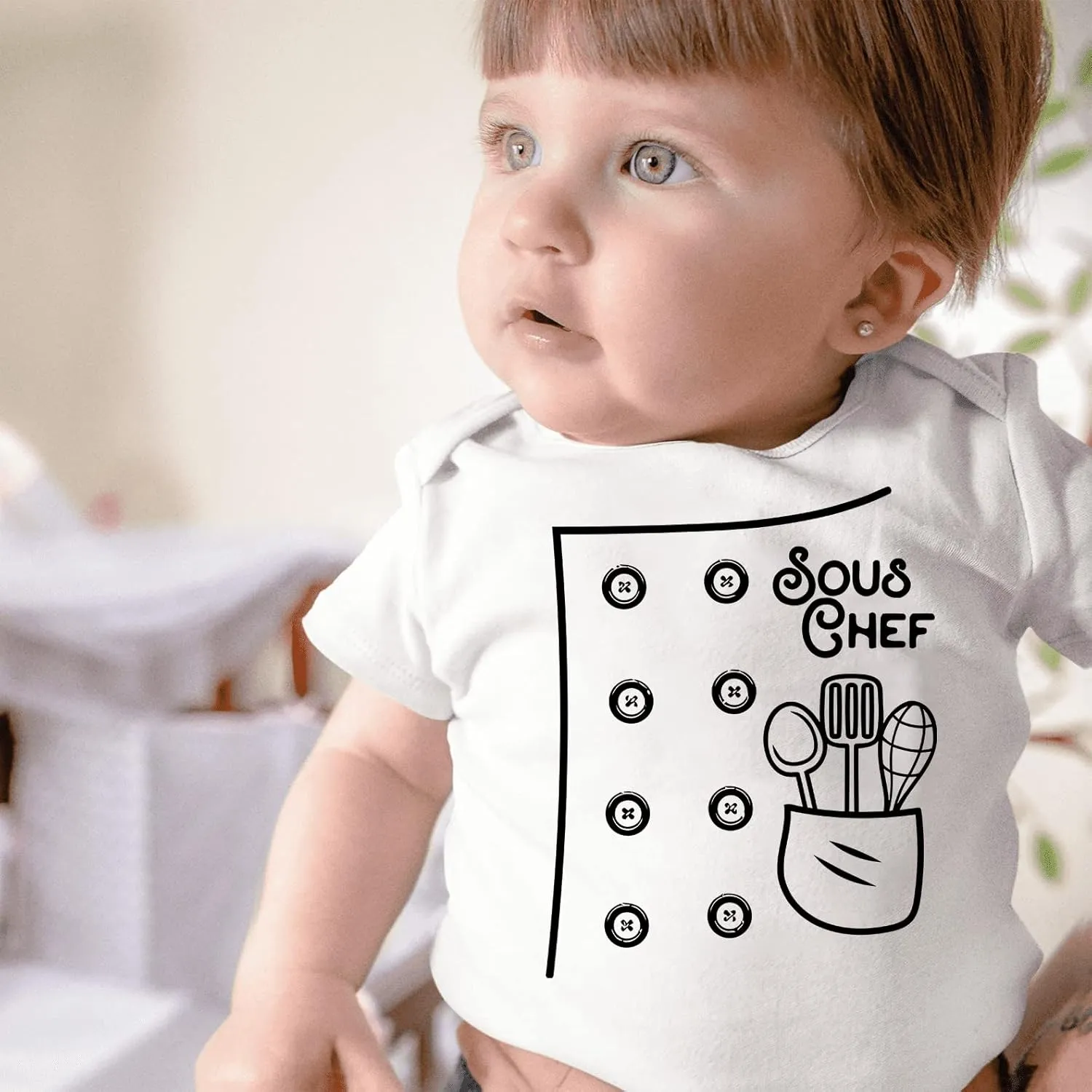Little Cook Baby Bodysuit Kids Girl Boy SOUS CHEF Shirts Chef Onesie Family Baking Buddy Kitchen Helper Gift for Baker (0-6 Months, Long Sleeve Bodysuit)