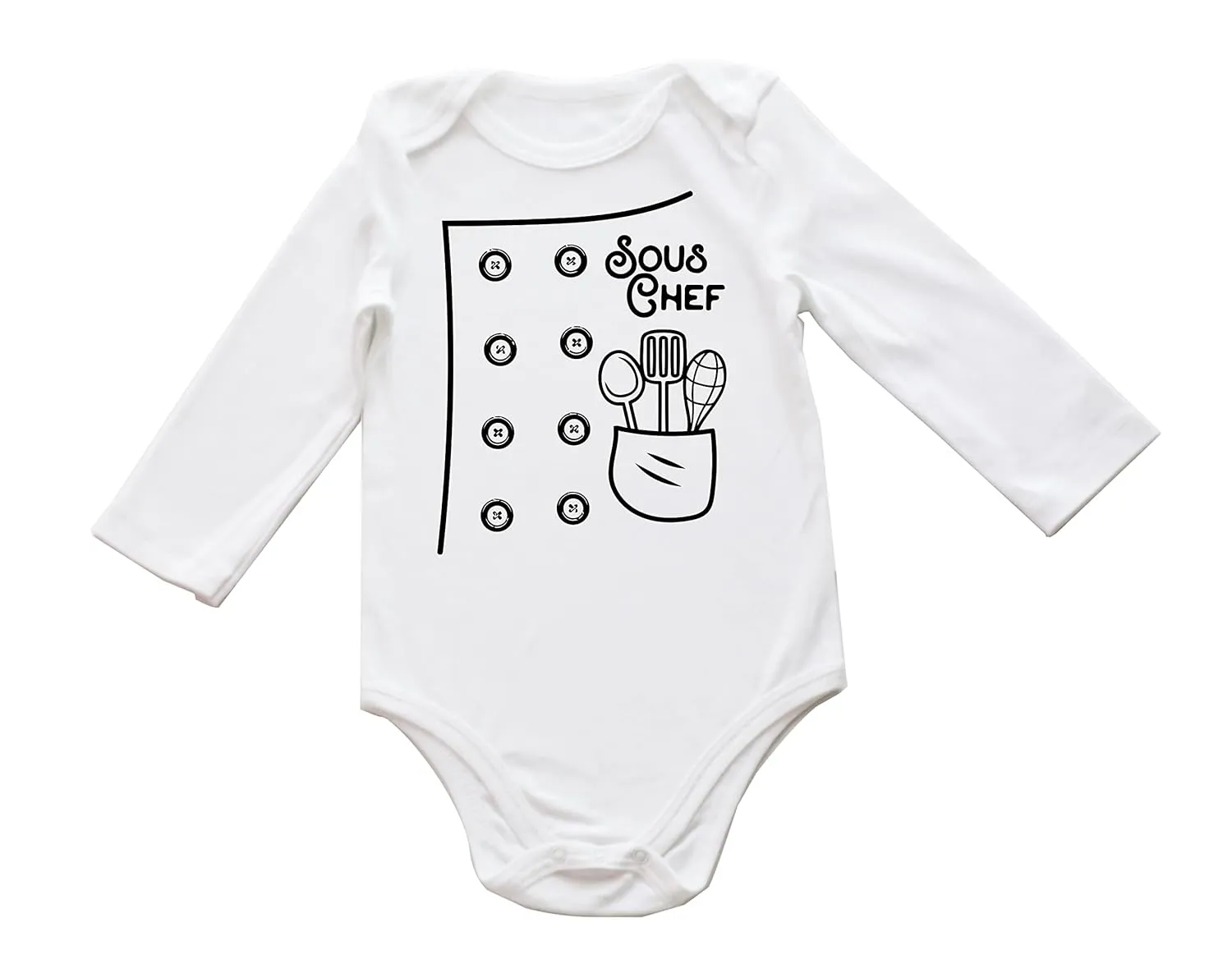 Little Cook Baby Bodysuit Kids Girl Boy SOUS CHEF Shirts Chef Onesie Family Baking Buddy Kitchen Helper Gift for Baker (0-6 Months, Long Sleeve Bodysuit)